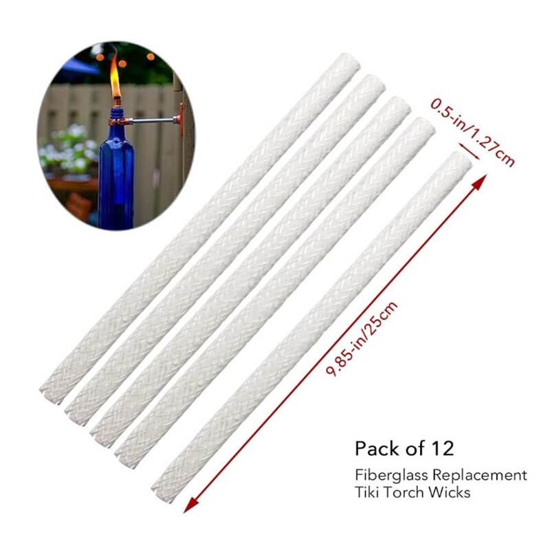 20 Stuks 25Cm Glasvezel Lont Glasvezel Torche Lont Voor Wijn Fles Tiki Fakkels Patio Verlichting Tuin Licht