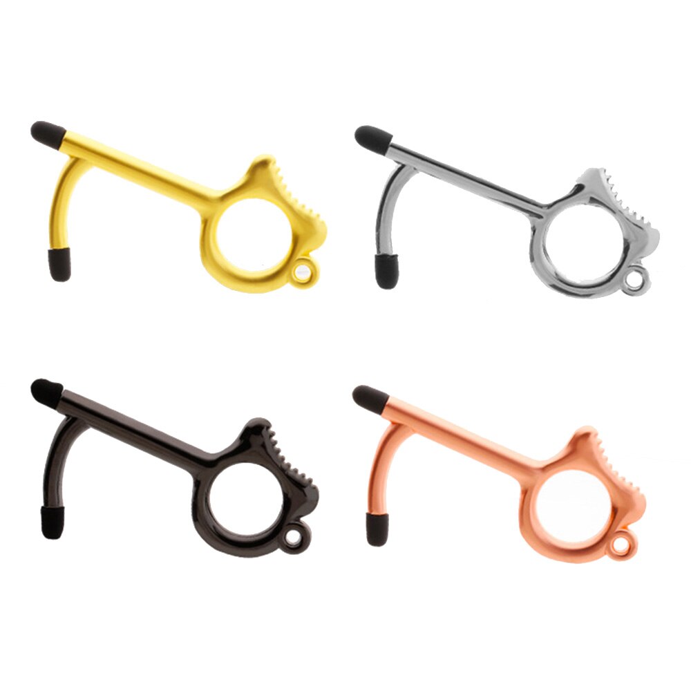 10 stuks/partij edc deuropener hygiëne hand antimicrobiële touchscreen stylus pers lift gereedschap deurgreep sleutelhanger