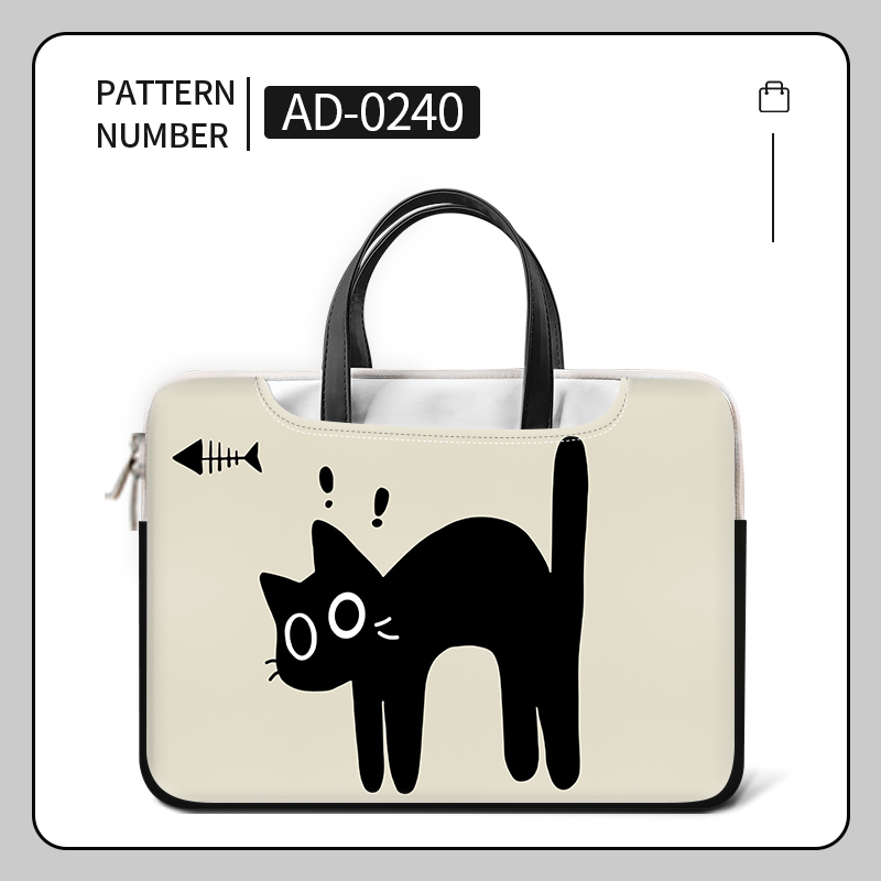 DIY PU Laptoptas Kat Cover Laptop Sleeve Handvat Tas 12 13 14 15 17 inch Voor Macbook/HP/Asus/Acer/Lenovo Draagtas Accessoires: < 12" / Beige