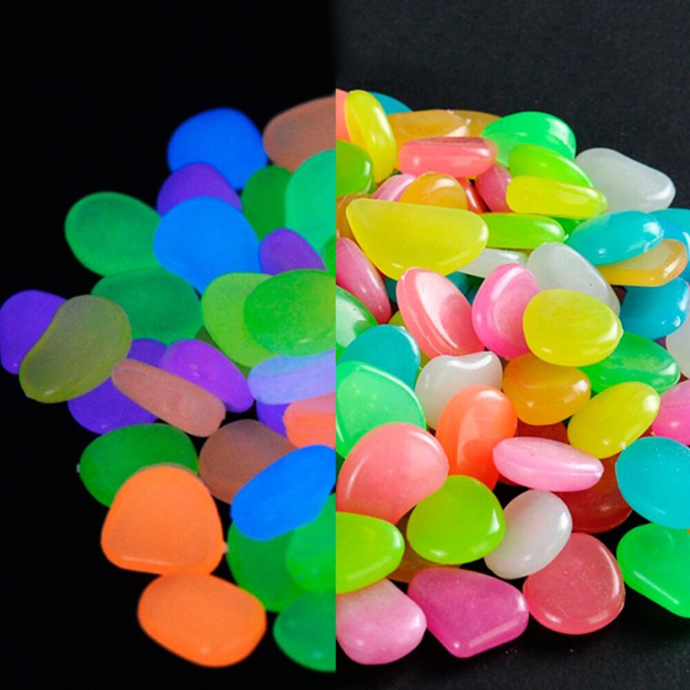 100Pcs Glow in the Dark Garden Pebbles Glow Stones Rocks Luminous stones for Walkways Aquariums Fish Tank Garden Yard Decoration