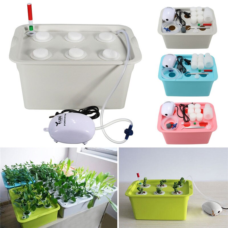 220V Plant Site Hydroponic System Kit 6 Holes Nursery Pot Soilless Vegetables Cultivation Seedling Box Garden Plant Grow Box Kit