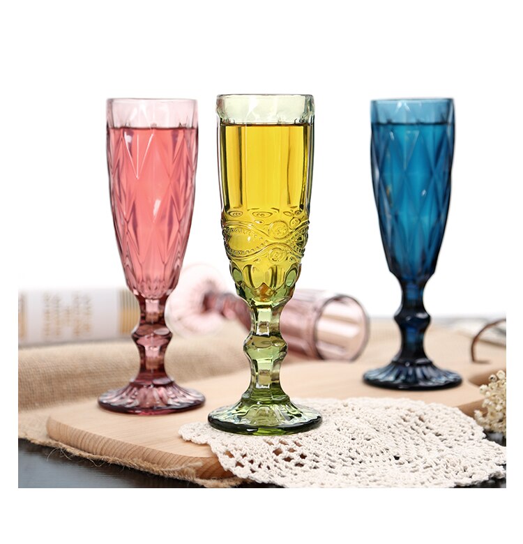 Coupe de Champagne à jus créative petit nombre | Rétro couleur Relief coupe de Champagne, gobelet en verre épaissi ménager verre à vin, vin