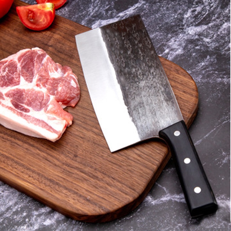 Handmade Forged Kitchen Santoku Knife Carbon Steel Forged Chinese Knife Meat Cleaver Chopper Kitchen Knives Chef Cooking Tools