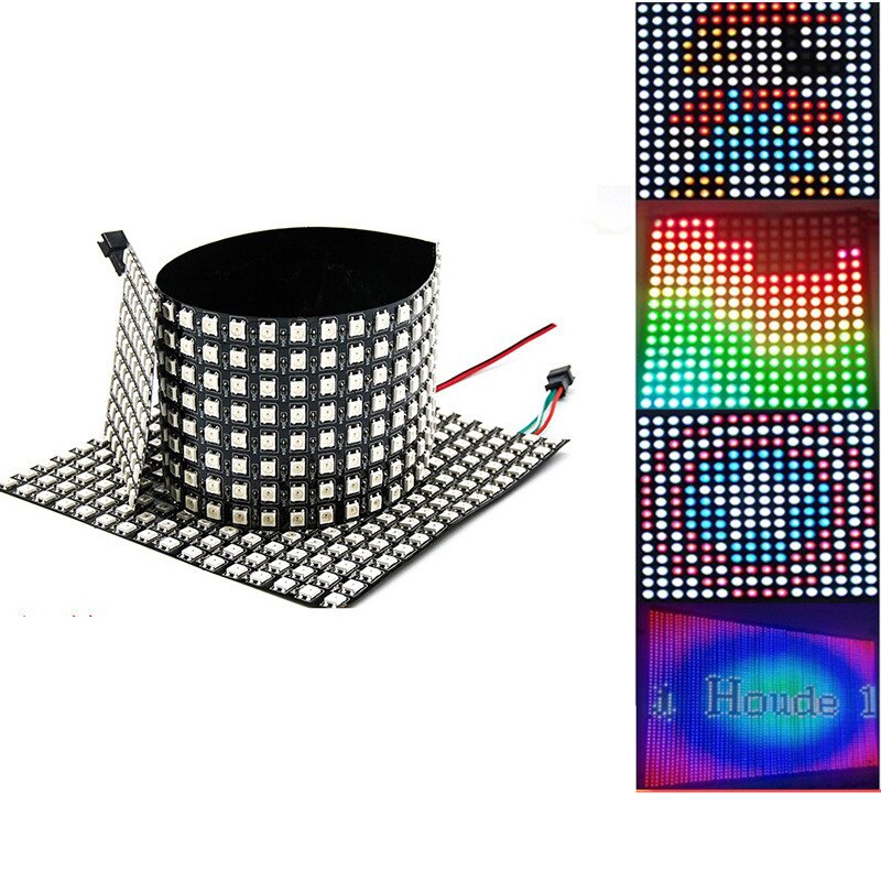 ws2812b rgb individually addressable flexible digital led panel strip light ws2812 8x8 16x16 8x32 dc5v module matrix screen
