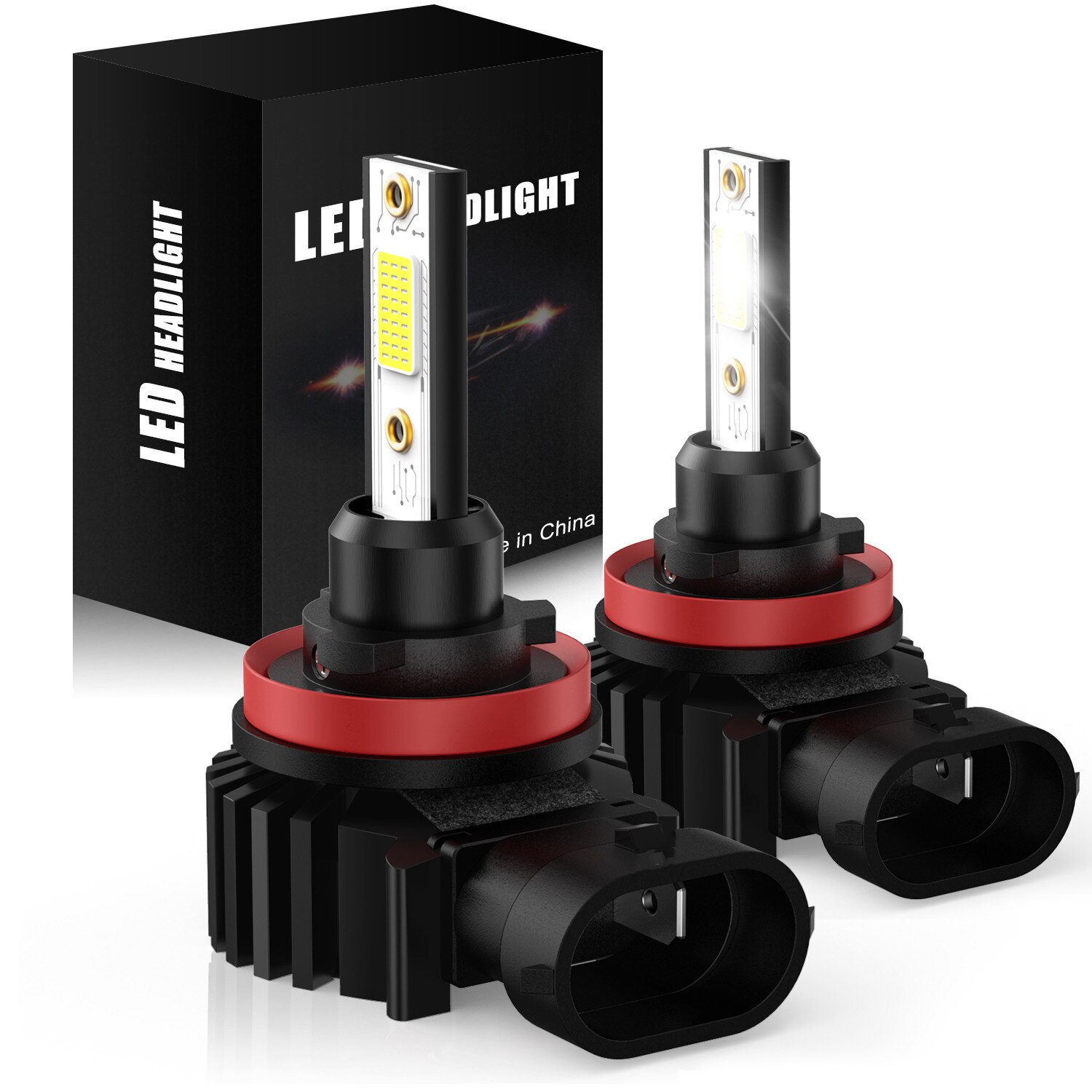 2 stk  h7 led  h4 canbus mini størrelse led pære  h1 h8 h9 h11 9005 hb3 9006 h10 no radiointerferens cob led tågelys bilforlygter