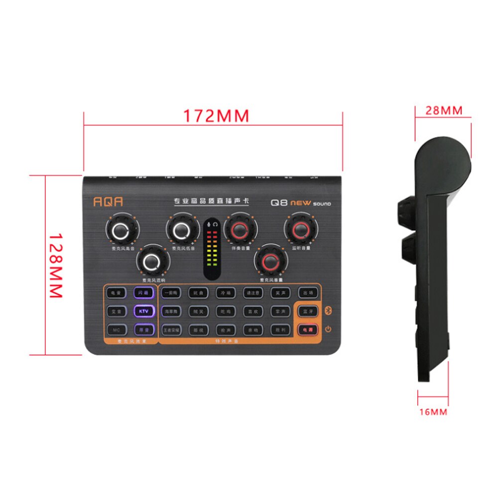 Q8 Microphone External BT Sound Card Mobile Phone Live Recording Equipment Sound Changing Effector External Mixer