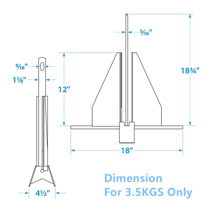 JayCreer Danforth Style Fluke Anchor - Galvanized For PWC, dinghies, inflatable Boats, Canoes, Jon Boats