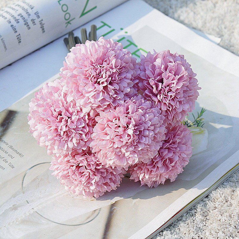 6 Heads Bruidsboeket Bruidsmeisjes Kunstmatige Bloemen Huis Benodigdheden Woonkamer Bloem Decoratie Home Decoratie: light purple