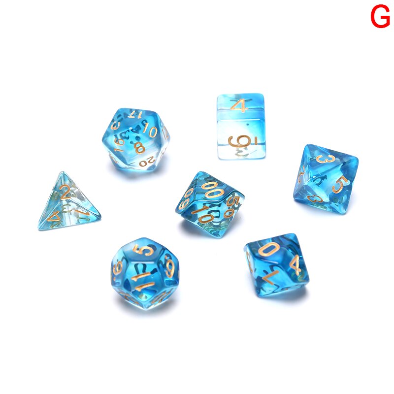 7 Stks/set Transparant Acryl Dobbelstenen Set Multicolor 4, 6, 8, 10, 12, 20 Zijdige Dobbelstenen Trpg Game Liefhebbers Spelen Games