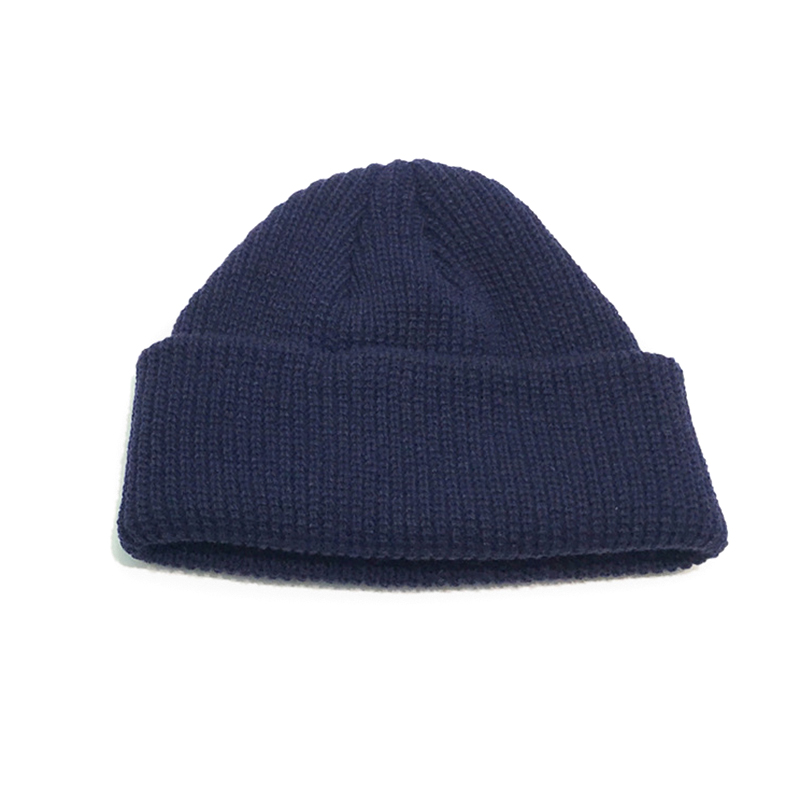 Men Knitted Hat Beanie Skullcap Sailor Cap Cuff Brimless Retro Navy Style Beanie Hat: dark blue