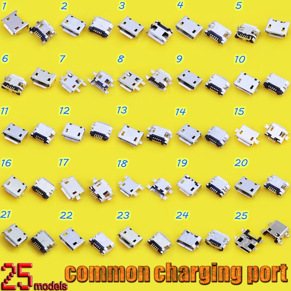 25 model Micro usb jack connector opladen Poort stopcontact 5Pin mobiele telefoon tablet pc mid voor Samsung voor Motorola voor Nokia...