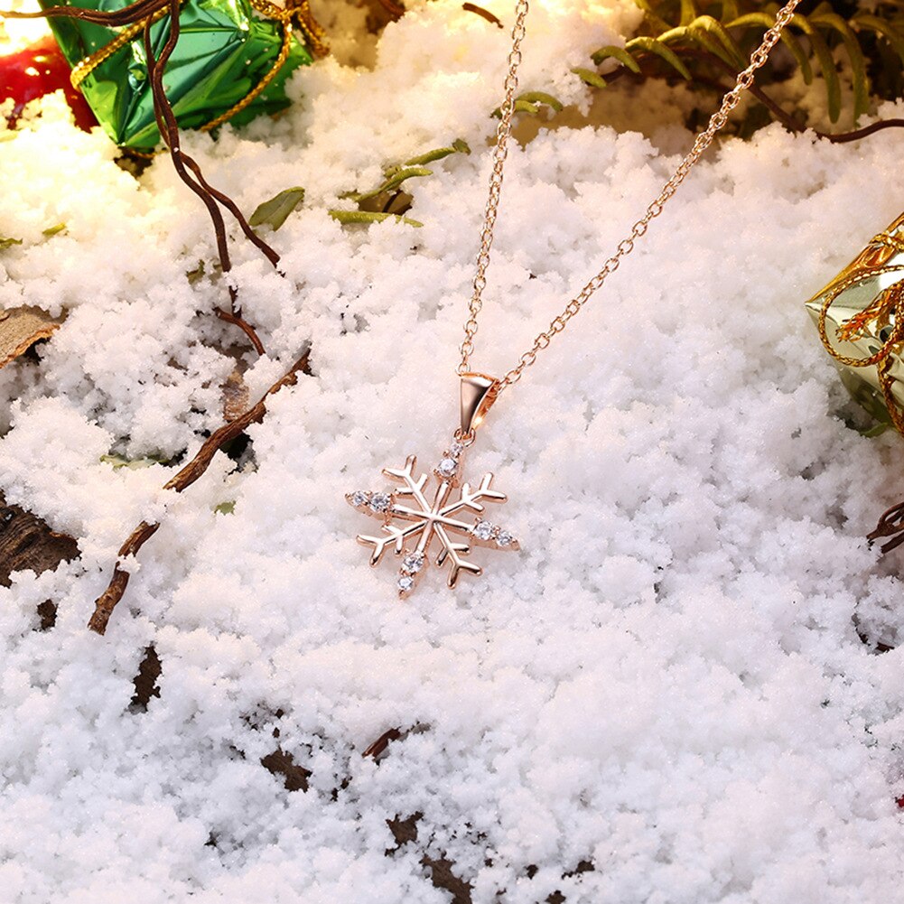 Coolkala Fiocco di Neve intarsiato collana della lega delle donne Di modo di Natale nuovi accessori