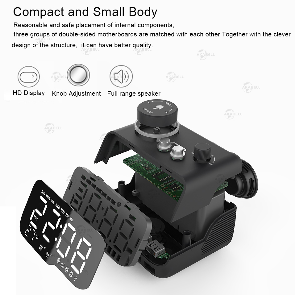 Miclock【actualizado-reloj despertador con cargador USB, despertador Digital LED con Radio FM, Altavoz Bluetooth, temperatura, repetición