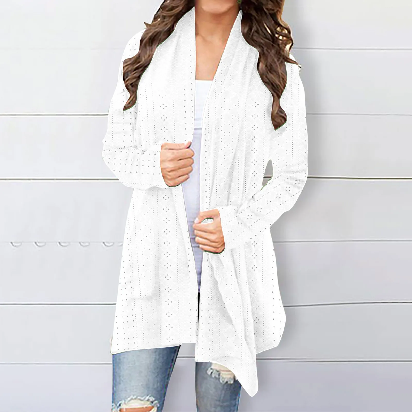 Women's Cardigan Sweater Fall Open Front Knit Oversized Cardigans Duster Coats with Pockets Warm Casual Simple Cardigan