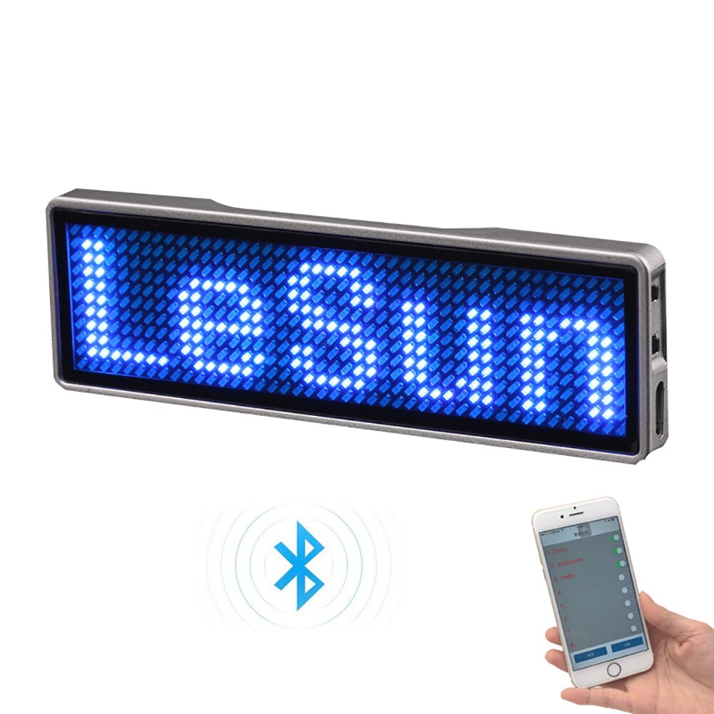 Led emblema recarregável bluetooth digital diy rolagem texto app controle led flash distintivo para festa atividade restaurante exposição