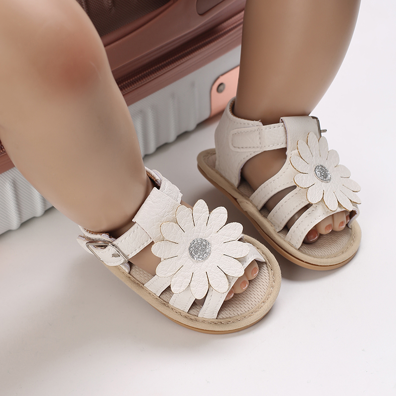 Emmababy 2022 Baby Girl Shoes Floral Cutout Leather Soft Sandals Walking Birthday Infants First Walker