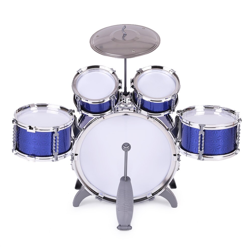 Kinderen Kids Drum Set Muziekinstrument Speelgoed 5 Drums Met Kleine Cimbaal Kruk Drum Sticks Voor Jongens Meisjes