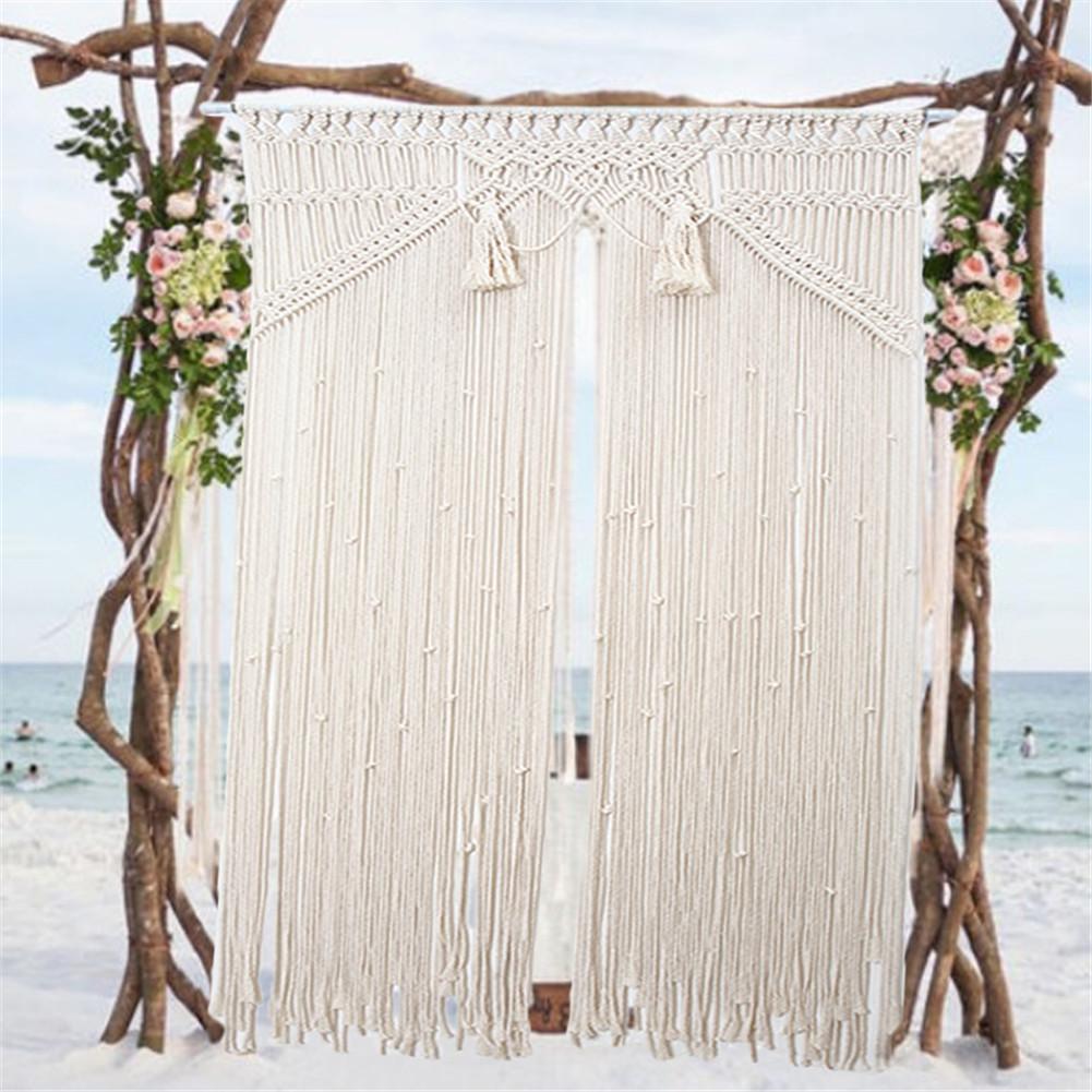 80x150cm Zauberstab Hängen Macrame Vorhang Böhmischen Handwoven Tapisserie Perfekte Tür Vorhang Makramee Für Schlafzimmer Hochzeit Dekoration