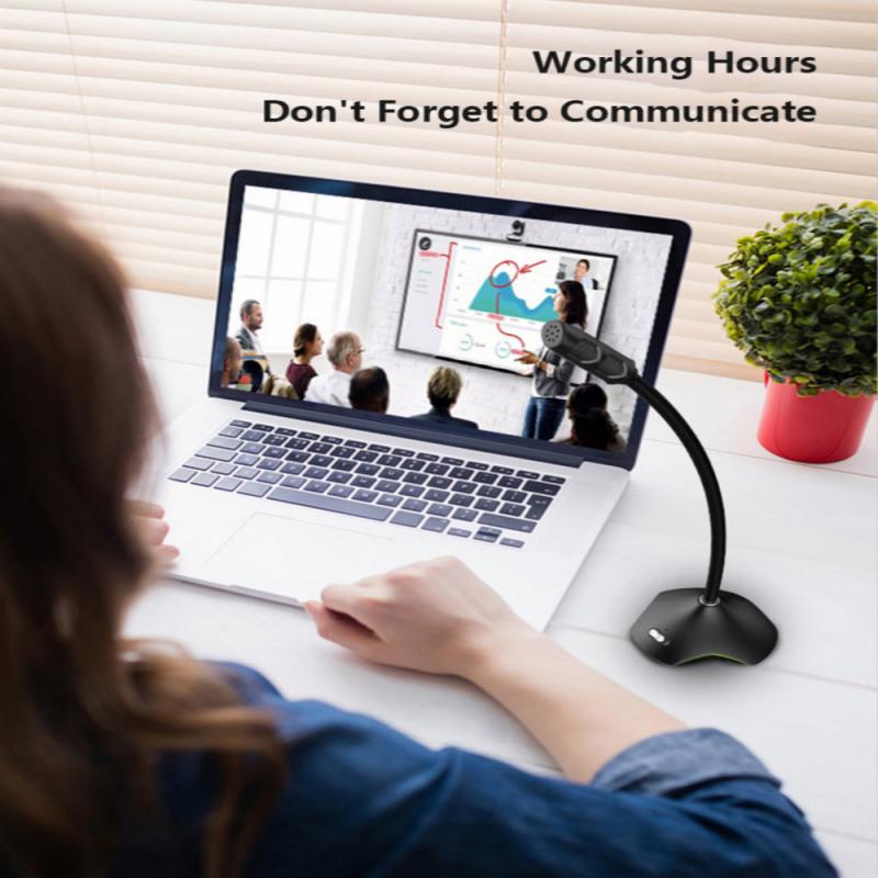 Portable 3.5mm/USB Stereo Studio Mic Desktop Condenser Microphone Live Gaming Microphone RGB Computer Microphone Anti-noise