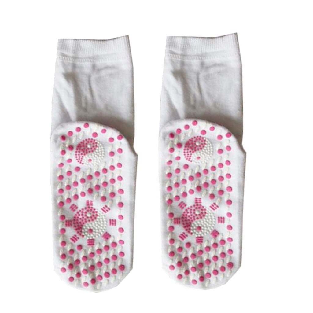 Magnetiske sokker selvopvarmende terapi varme turmalin sokker smertelindring: Hvid