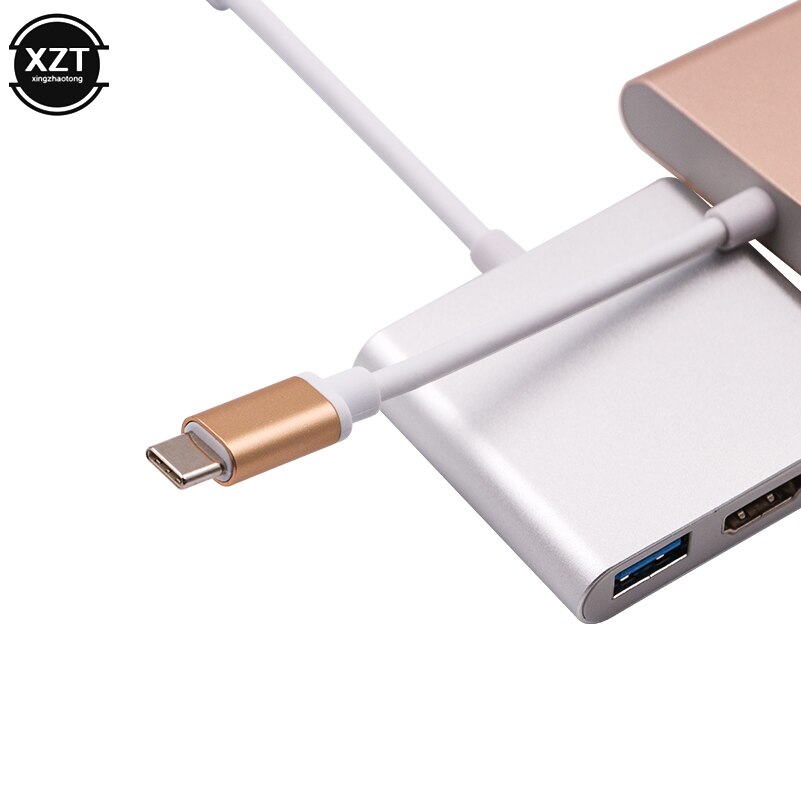 Usb c hub til hdmi-kompatibel adapter til macbook pro/air thunderbolt 3 usb type c hub 4k usb 3.0 port usb-c strøm