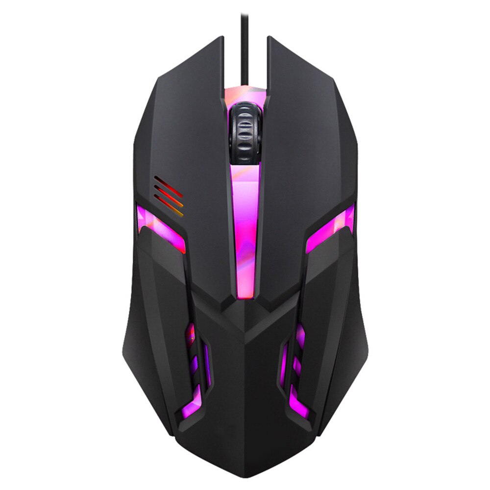 S1 Gaming Mouse 7 Colors LED Backlight Ergonomics USB Wired Gamer Mouse Flank Cable Optical Mice Gaming Mouse For Laptop Mice PC: black