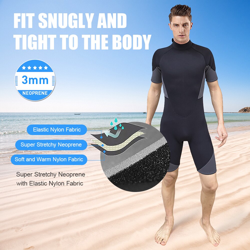 Combinaison de plongée complète en néoprène pour hommes, 3mm, fermeture éclair au dos, pour plongée, Snorkeling, surf, Rafting, kayak