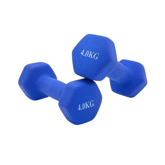 Pesa - Mancuerna vinilo 4 kilos ABADIA Ejercicio Fitness - Pesas Cortas - Anti-Rodadura - Antideslizante - Hexagonales | Entrenamiento en Casa y Gimnasio (4 Kg) Fitness Tonificar y aumentar masa muscular Deporte