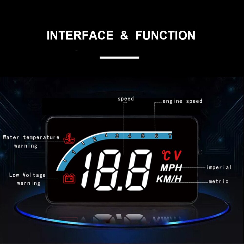 Car Electronics Speed Windshield Projector Head Up Display Automobile OBD2 HUD Auto Display Shift Alarm Coolant RPM