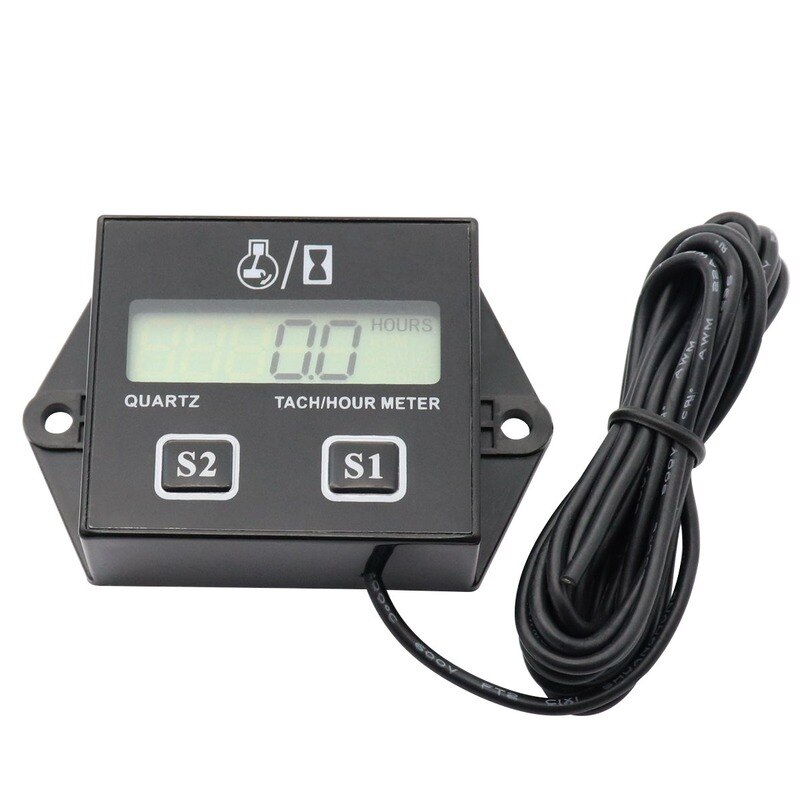 Waterproof engine moter speed tester inductive tach hour meter digital Tachometer LCD Display for Gasoline motorcycle instrument