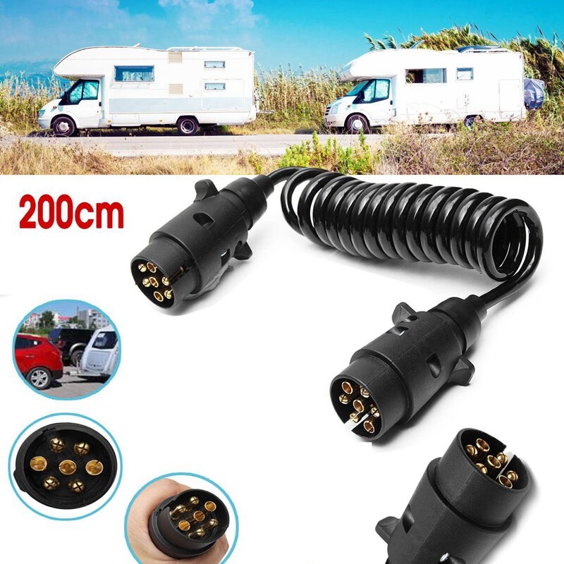 2M 7 Pin Car Towing Trailer Light Board Extension Cable Lead Truck Plug Socket Wire Part Couplings Circuit Plug Socket