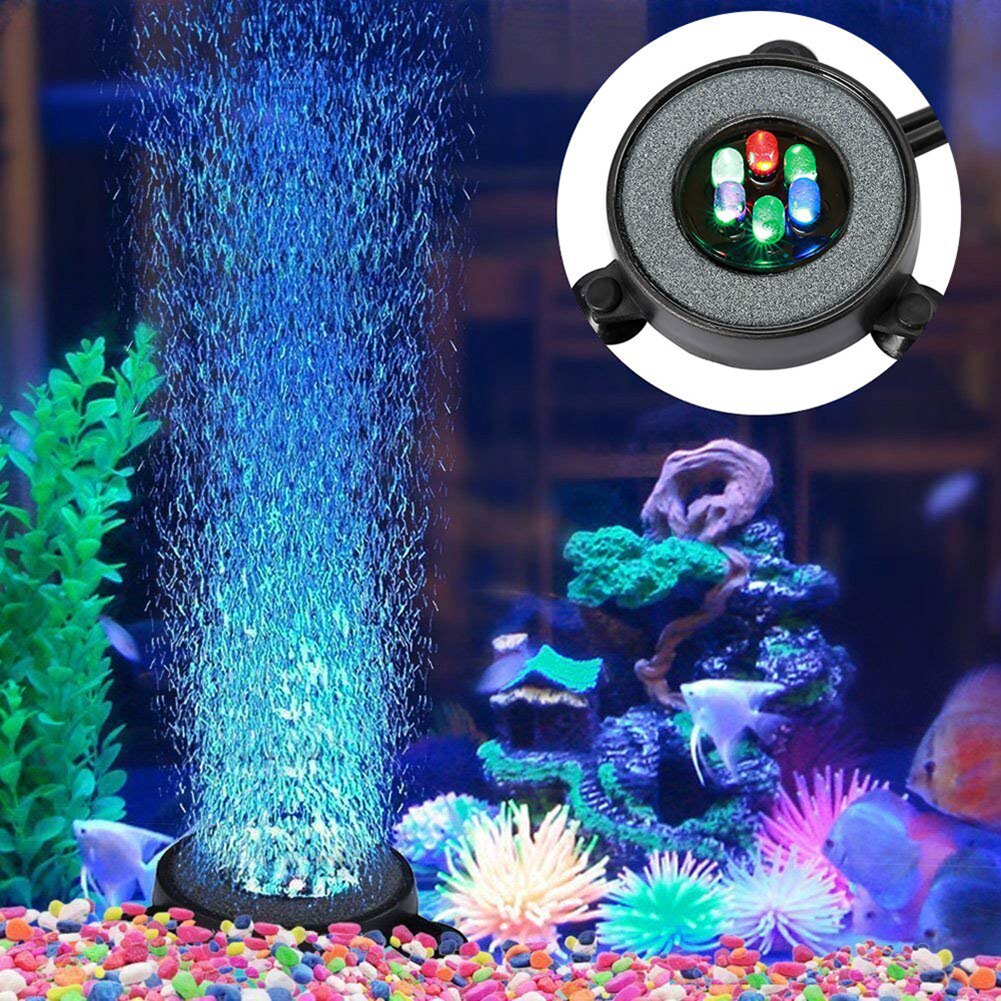 220V Emery Kleur Veranderende Led Waterdichte Aquarium Licht Ronde Aquarium Waskolf Decor Lamp Kleurrijke Air Bubble Stone