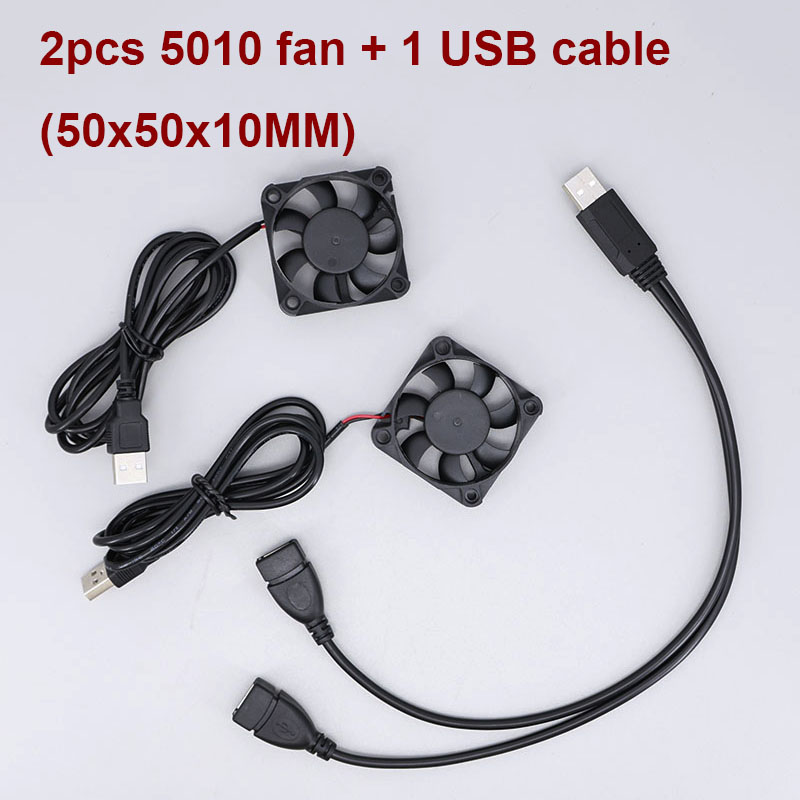 Dual 40mm 50mm 60mm 80mm 90mm 120mm DC 5V Powered USB Fans with 2 in 1 USB Cable for AV Receiver DVR Cooling E: Gold