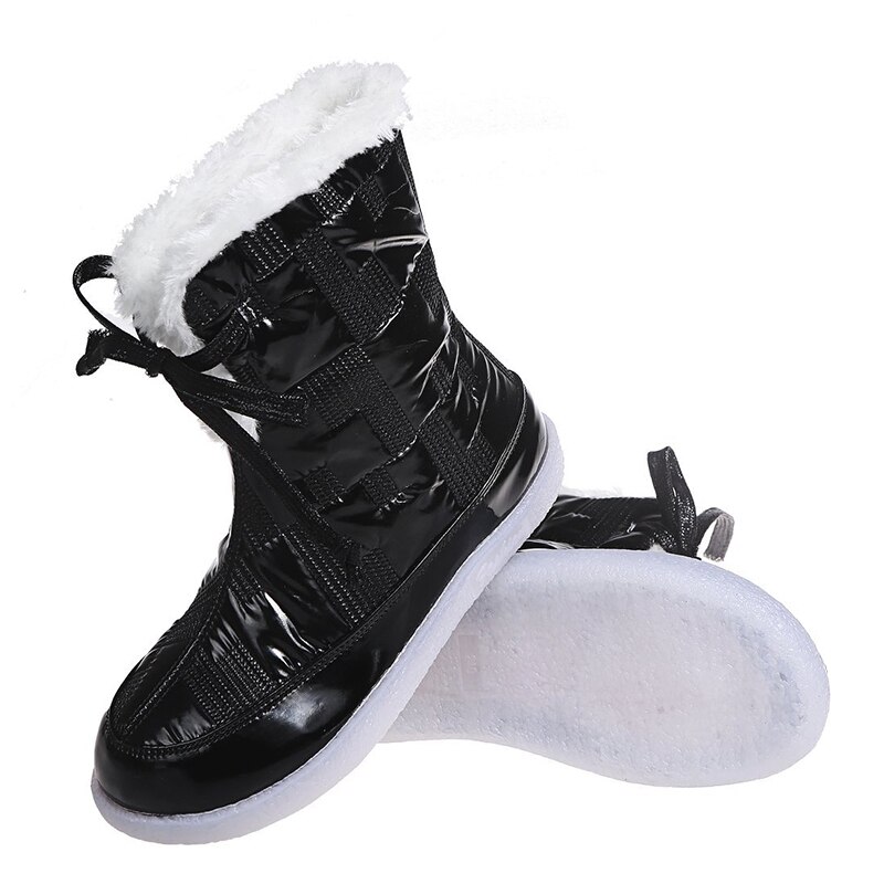 Rimocy Silver Fur Winter Warm Women Boots Long Plush Waterproof Platform Snow Boots Lace Up Plus Size 43 Ankle Boots Woman Shoes