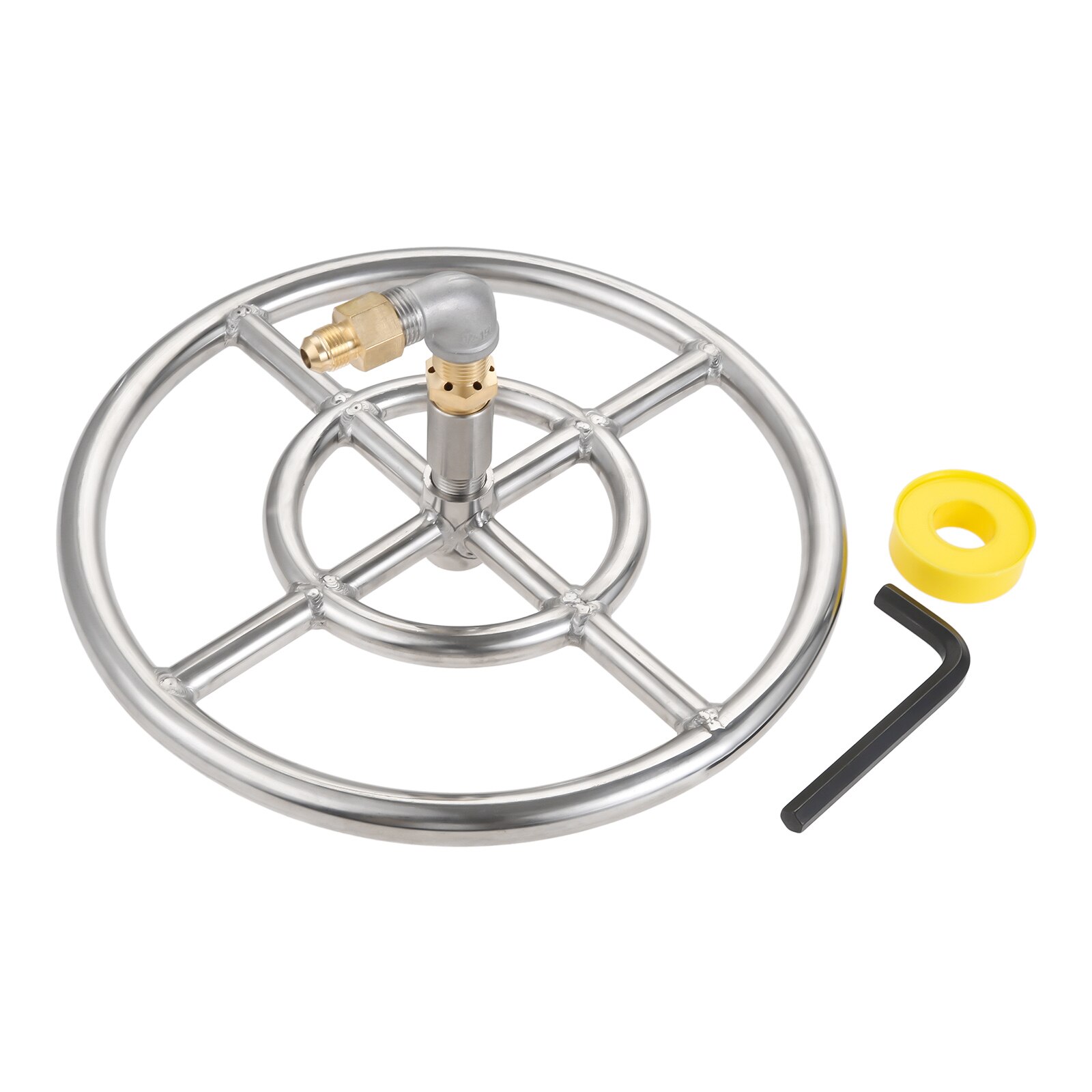 1set 12 Inch 304 Stainless Steel Gas Propane Fire Pit Ring Burner with 159K BTU Valve 2-Rings for Gas/Propane/NG Fire Pit Parts