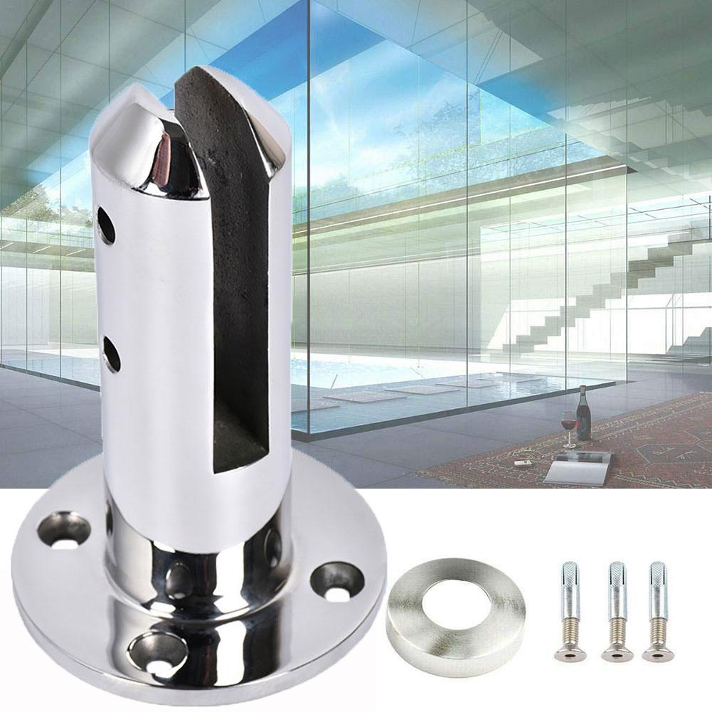 Glass Clamp Stainless Steel Pool Fence Round Bracket Support Shelf Holder For Glass / Wood Shelves Glass Clamps