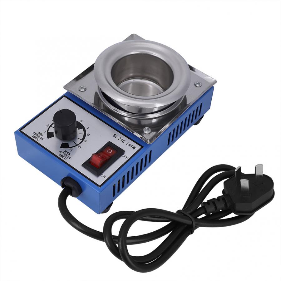 WALFRONT Solder Pot Soldering Desoldering Bath 200-450c Stainless Steel Plate 150W Electric Welding Solder Iron Pot Power Tools