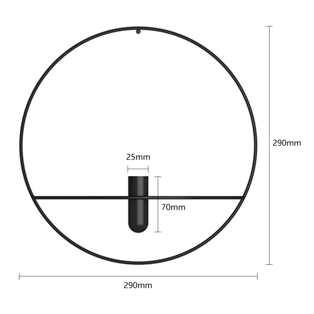 Modern Art 3D Circle Metal Candle Holder Wall Hanging Home Decoration Flower Vase Tea Light Art Crafts Geometric Candlestick: Black I