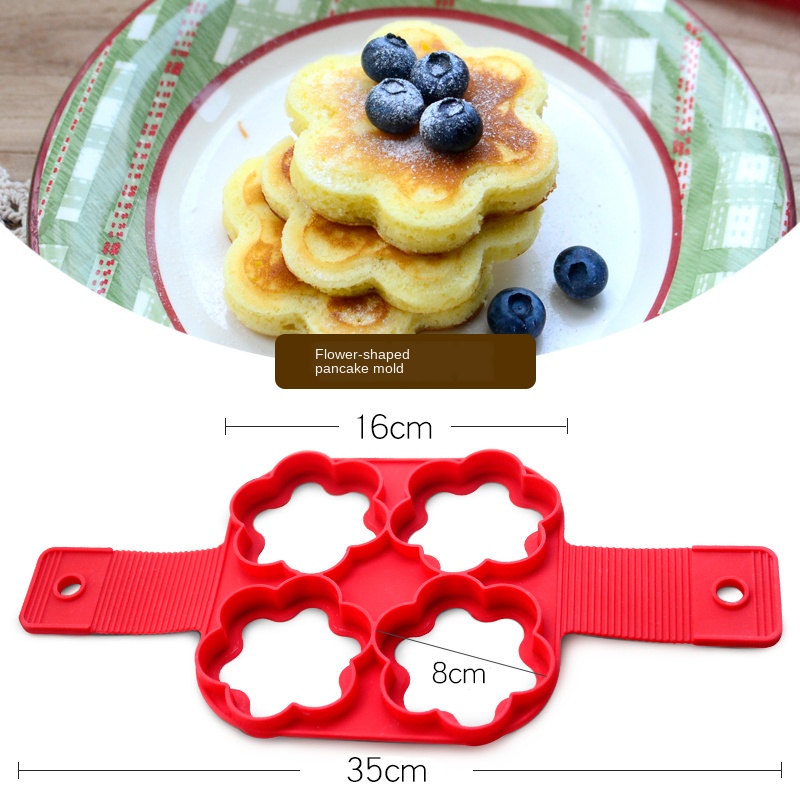 1 stk silikone non stick fantastisk æg pandekage maker ring køkkenredskaber omelet forme flip komfur æg ring skimmel værktøjer til kage: 4 sammenhængende (blomst