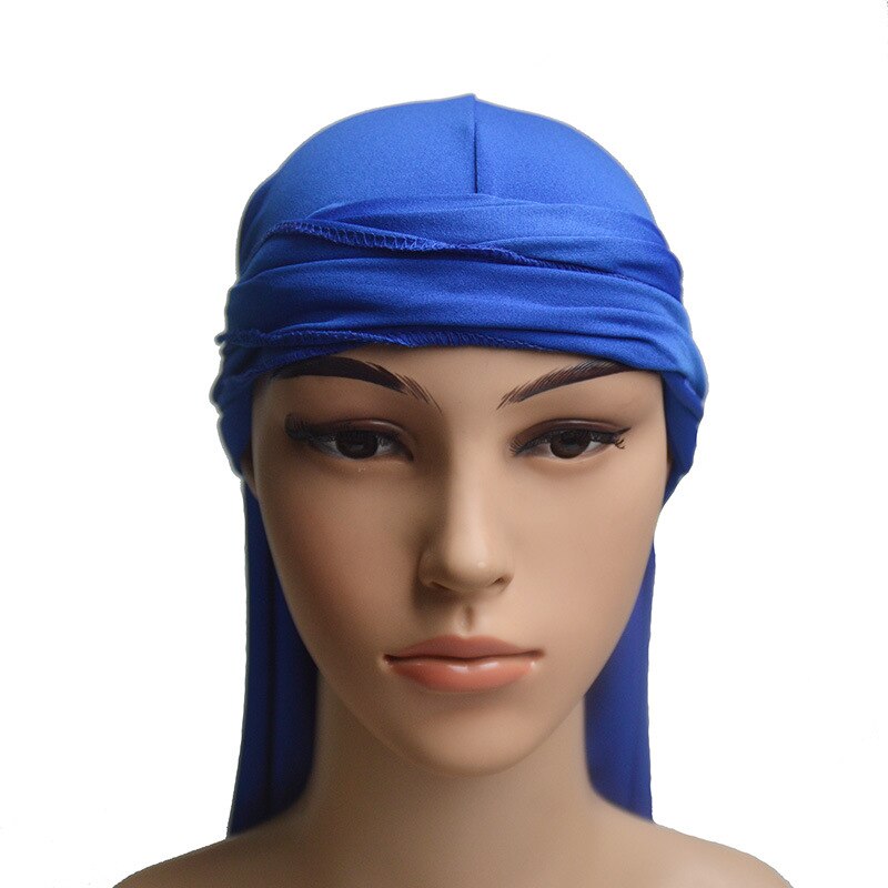 1pc mænds pandebånd elastisk fest lang blød justerbar biker hoved wrap kraniet cap spandex 6 farver behagelig