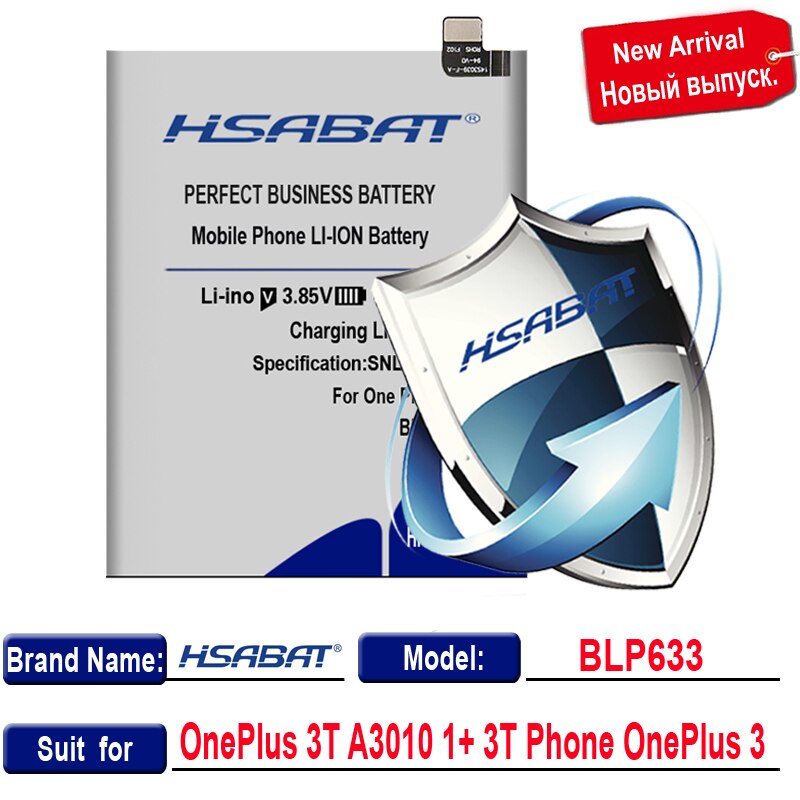 HSABAT BLP633 BLP637 BLP571 BLP597 BLP613 BLP607 BLP657 BLP685 Battery for Oneplus 1+ 1 + for one Plus 2 3 5 6 6T X 3T A3010: for one plus 3T