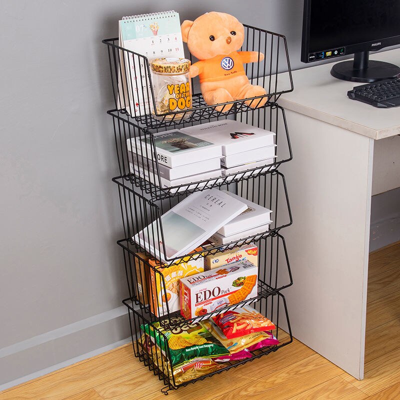 Cartoon Staal Keuken Winkelwagen Groenten Fruit Snacks Kruidenier Opslag Plank Huishouden Winkel De Mand 2/3/4/5 Tier rolling Winkelwagen