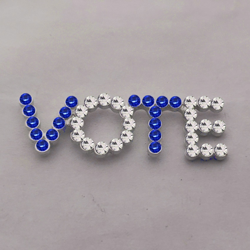 Rhinestone Pearl Vote Pin Brooch Jewelry