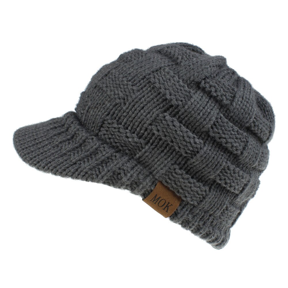 Vrouwen paardenstaart hoed wollen wintermuts vizier koud weer gebreide speciale paardenstaart baseball pet hoed: Grijs