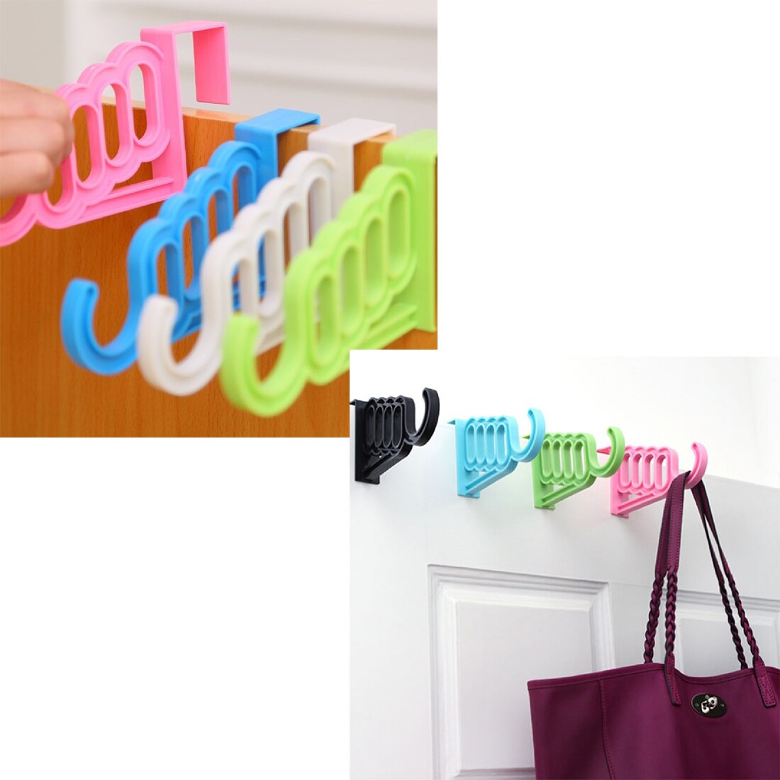 Multi-Function Home Accessories Foldable Clothes Hanger Drying Rack 5 Hole Suit Bathroom Door Plastic Organizer