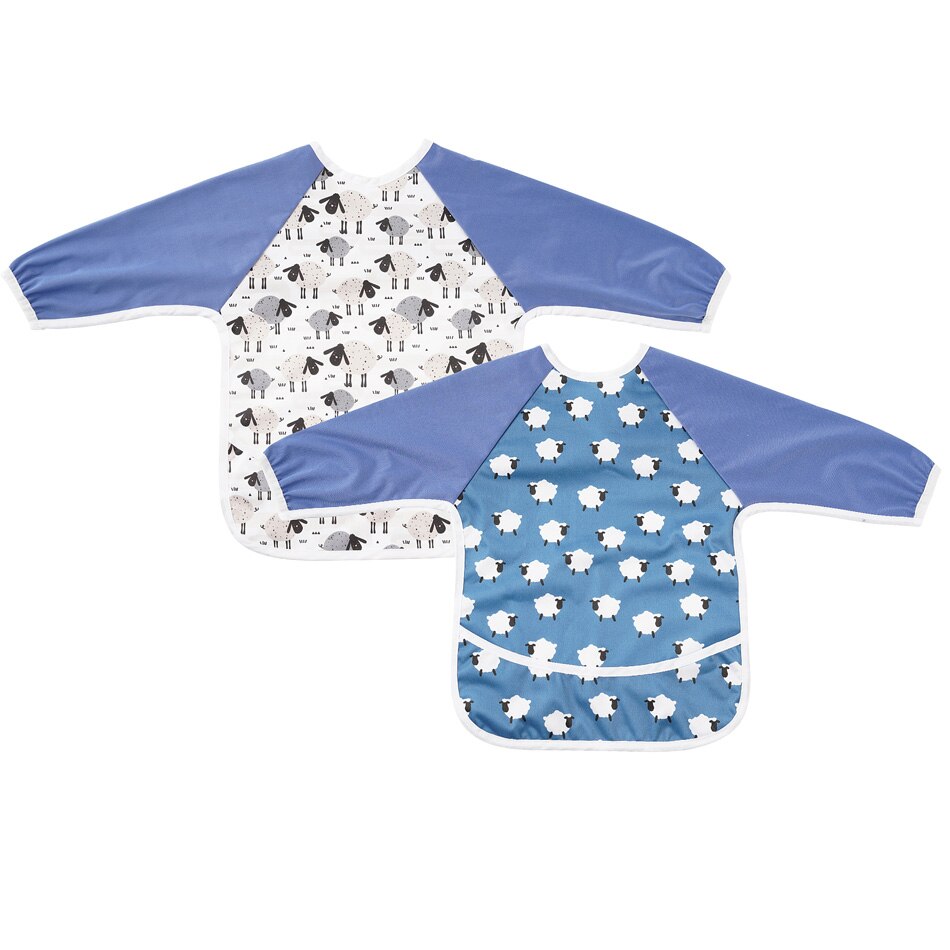 Elinfant Lange Mouwen Slabbetjes Waterdichte Baby Bib En Peuters Met Pocket Licht Gewicht Bib Wasbare One Size Feeding Slabbetjes: BWS08-Baby bibs