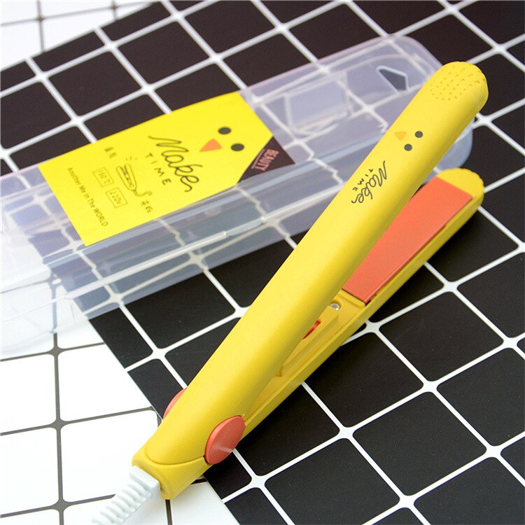 Cheveux bouclés bâton boîte transparente dessin animé mini céramique redressage attelle électrique bigoudi défriser les cheveux: Yellow duck20W