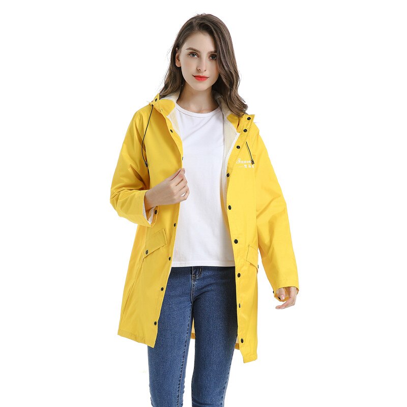 Gul lång regnkappa vuxen utomhuskappa resor vandring regnkappa vindjacka vattentät regnponcho tjockare capa de chuva