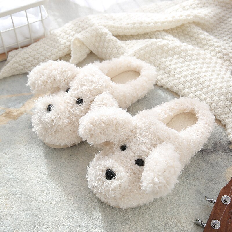 Bont Hond Slippers Leuke Cartoon Dier Vrouwen Winter Warm Pluche Thuis Pluizige Slides Katoen Huis Schoenen