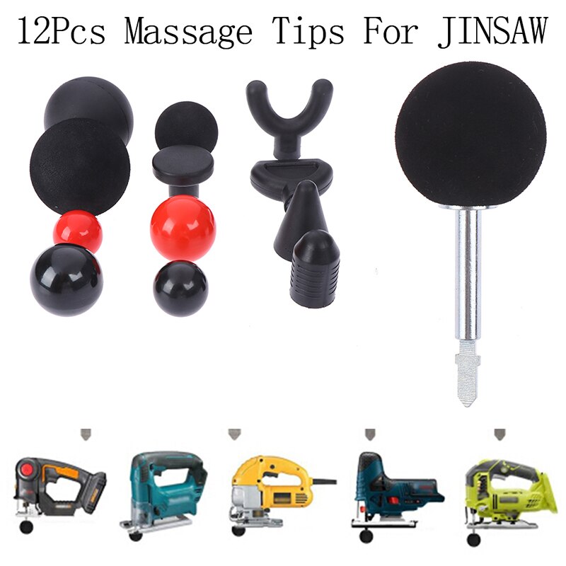 12pcs Replaceable Percussion deep Massage gun Tips For Jigsaw Massager Bit Tip Set Body Muscle Massager Black/Red